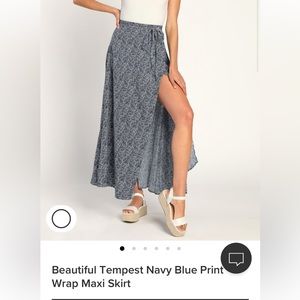 NWT Blue Floral Maxi Skirt